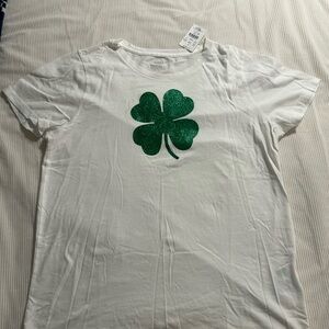J. Crew White Tee with Green Shamrock